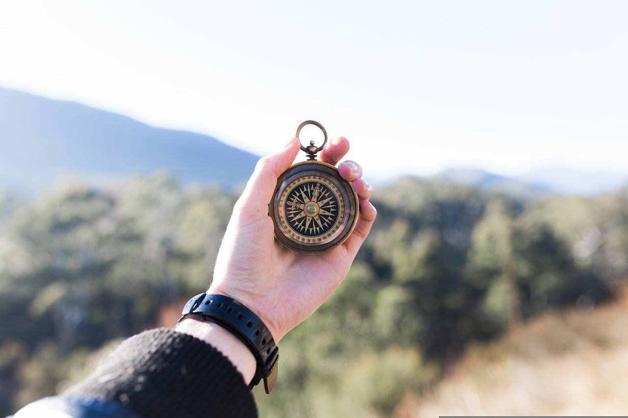 Left Hand Holding Up a Compass