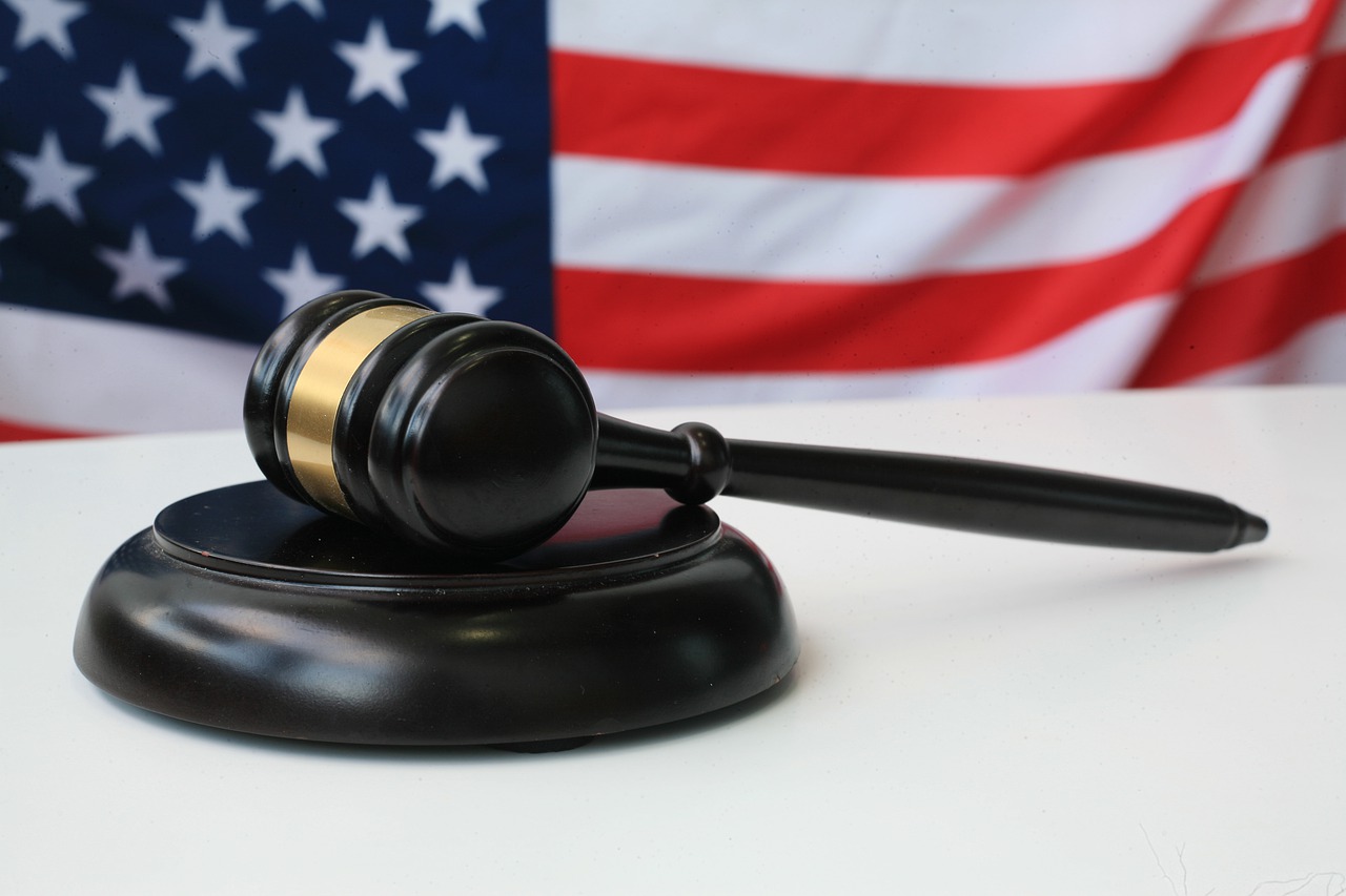 Gavel With a United States Flag in the Background